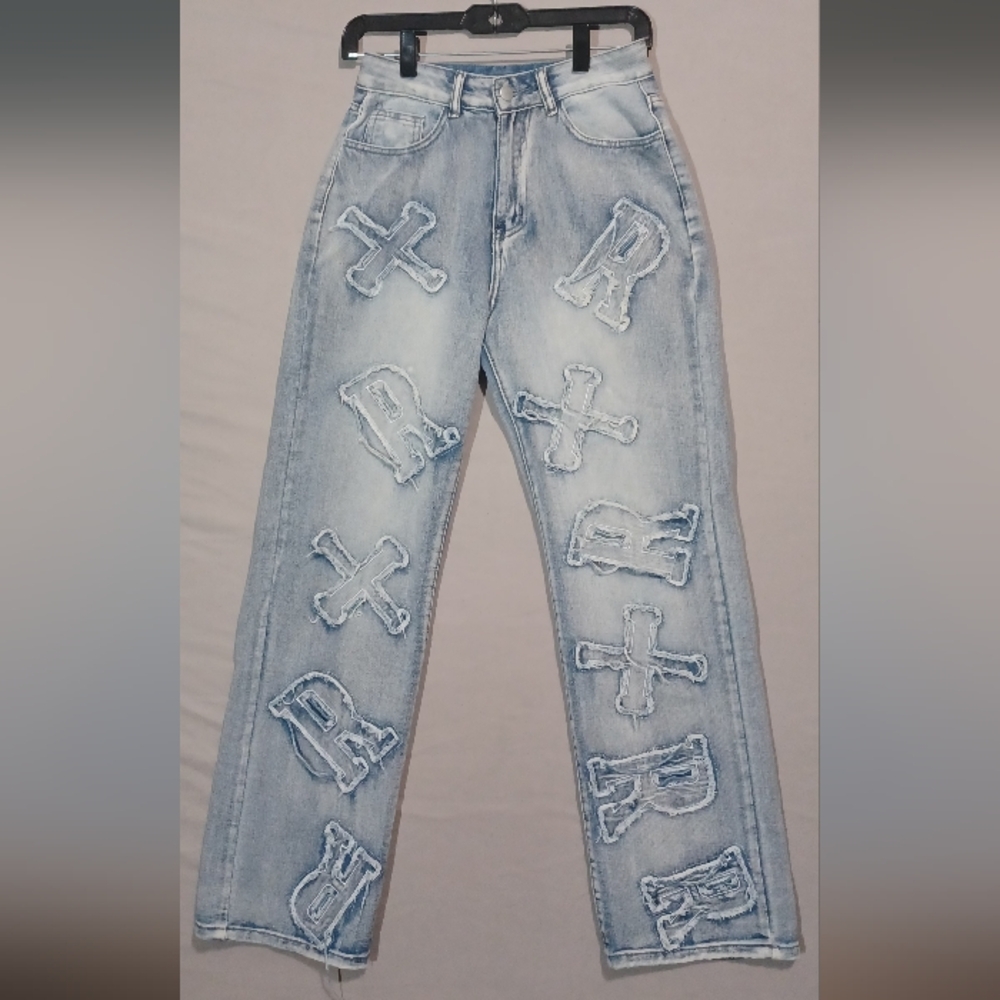 Misses Light Blue Embroidered Jeans